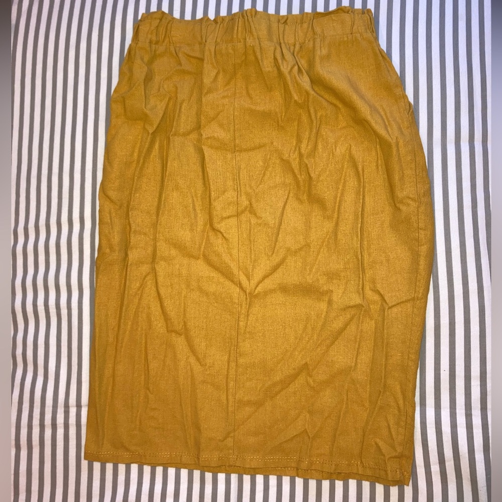 ✨3/15 Arabella Mustard Yellow paper sack skirt size small - Picture 4 of 12